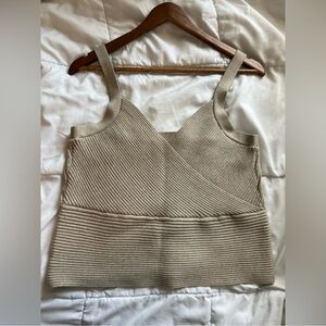 Cache Tan Ribbed Knit Tank Top Large